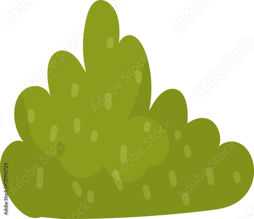 Cartoon green bush with spots, nature landscape element. Simple greenery for ...