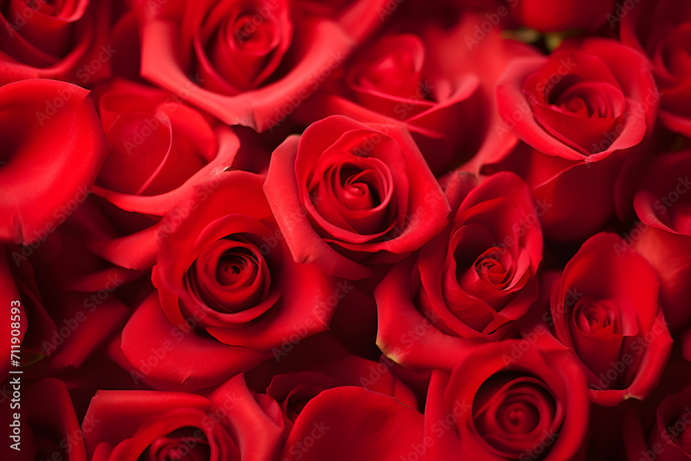 Beautiful red rose petals top view, Full Frame of Roses Bouquet Ai Generated Beautiful red rose petals top view, Full Frame of Roses Bouquet Ai Generated