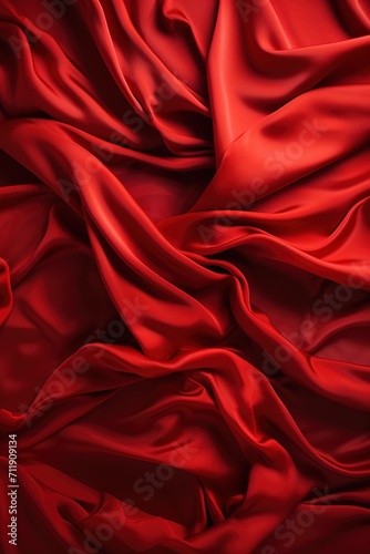 Red silk fabric with folds