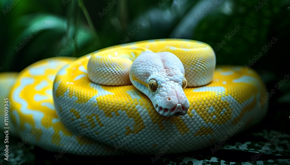 Fototapeta premium albino yellow python