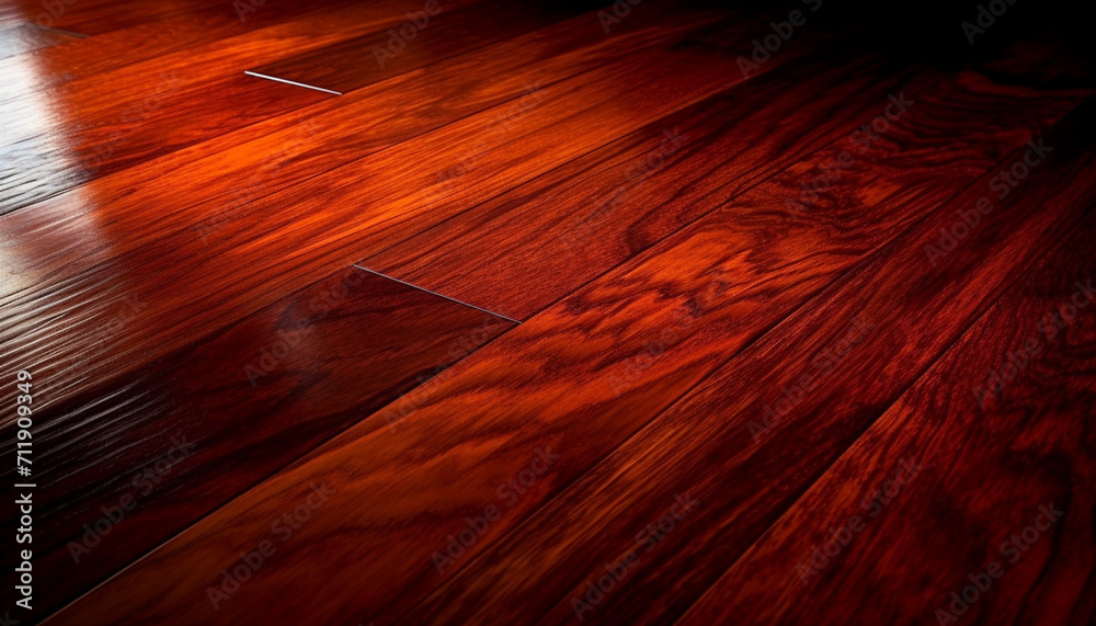 Wooden flooring with striped pattern creates a modern, textured backdrop generated by AI - obrazy, fototapety, plakaty 