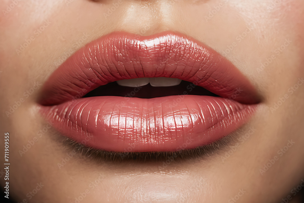 Fototapeta premium Seductora Ternura: Primer Plano de Labios que Despiertan Emociones