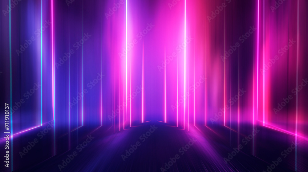 Ultraviolet abstract light. Diode strip, light line. Purple and pink gradient. Modern background, neon light. Empty stage, spotlights, neon. Abstract light. 3D illustration