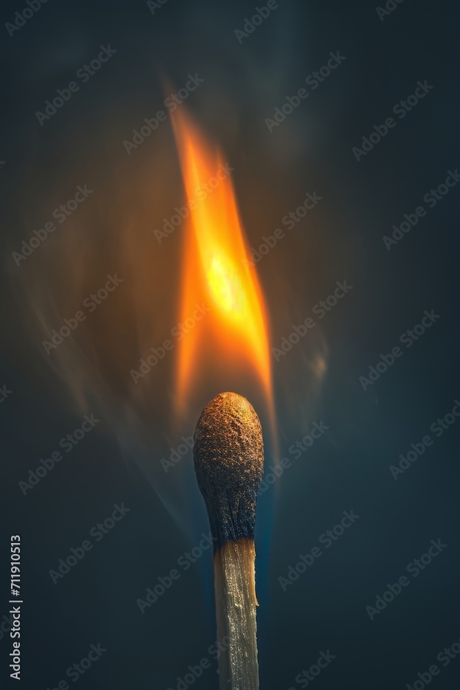 Burning match on a dark background. Close-up shot. Burning match on a dark background. Close-up shot.