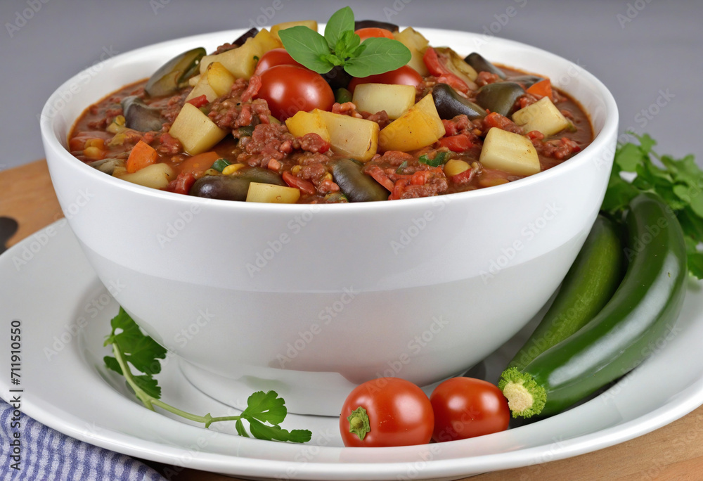 Spicy Vegetable Stew in a Ceramic Dish Spicy Vegetable Stew in a Ceramic Dish