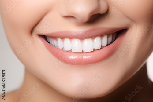 Close up of a woman smiling healthy white teeth dentist oral hygiene
