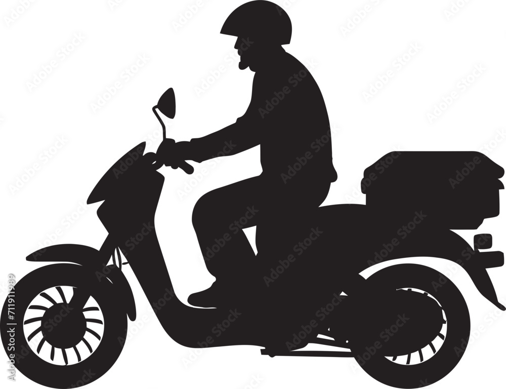 Flavor on the Fly Scooter Man Vector Logo for Swift Food Delivery Flavor on the Fly Scooter Man Vector Logo for Swift Food Delivery