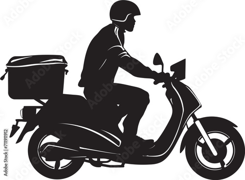 Flavor on the Fly Scooter Man Vector Logo for Swift Food Delivery 