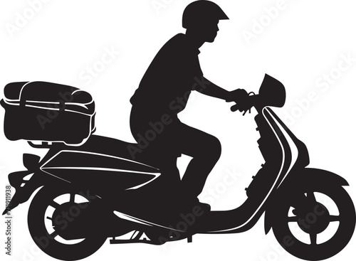 Scoot and Savor Express Food Delivery Vector Logo on Scooter 