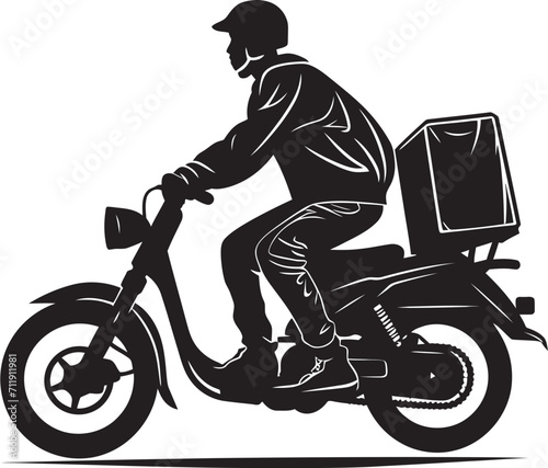 Scoot and Savor Express Food Delivery Vector Logo on Scooter 