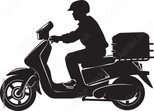 Flavor on the Fly Scooter Man Vector Logo for Quick Food Delivery 