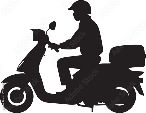 Urban Munch Cruiser Scooter Delivery Man Vector Icon 