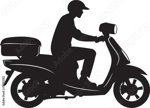 Scoot and Savor Express Food Delivery Vector Logo on Scooter 