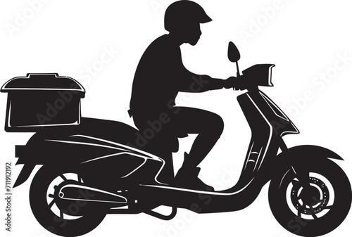 Quick Cuisine Courier Scooter Man Icon for Swift Food Drop offs 