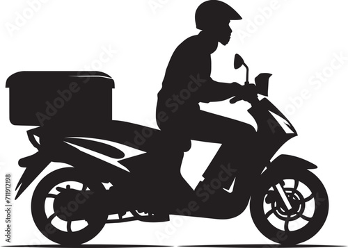 Flavor on the Fly Scooter Man Vector Logo for Swift Food Delivery 