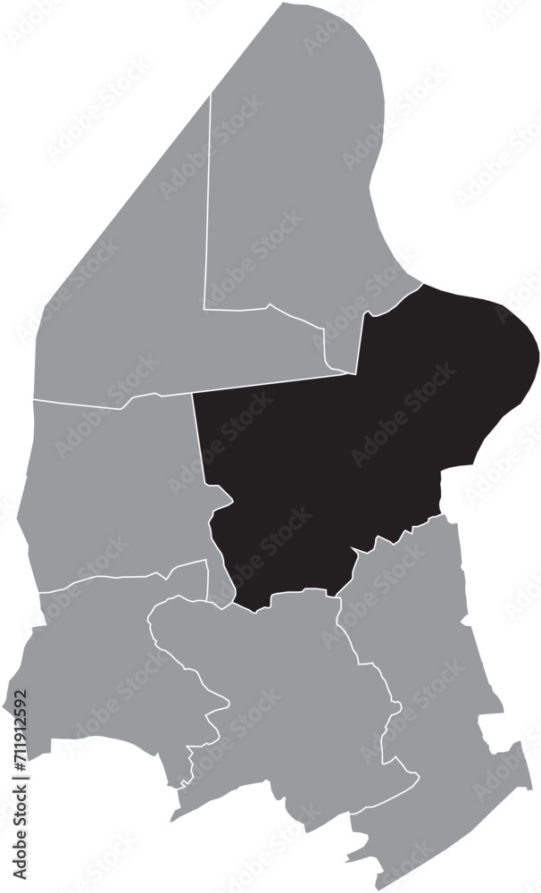Black flat blank highlighted location map of the CALLOO-KALLO MUNICIPALITY inside gray administrative map of BEVEREN, Belgium