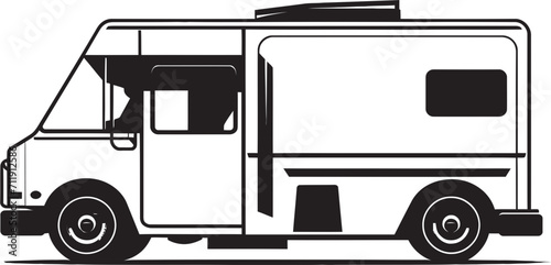 Street Savory Sojourn Food Truck Vector Icon for Culinary Discoveries 