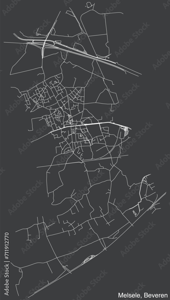 Detailed hand-drawn navigational urban street roads map of the MELSELE SECTION of the Belgian municipality of BEVEREN, Belgium with vivid road lines and name tag on solid background Detailed hand-drawn navigational urban street roads map of the MELSELE SECTION of the Belgian municipality of BEVEREN, Belgium with vivid road lines and name tag on solid background