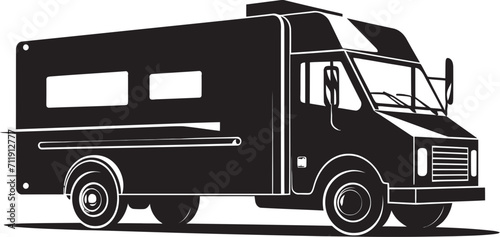 Curbside Culinary Caravan Vector Logo for Mobile Flavor Journeys 