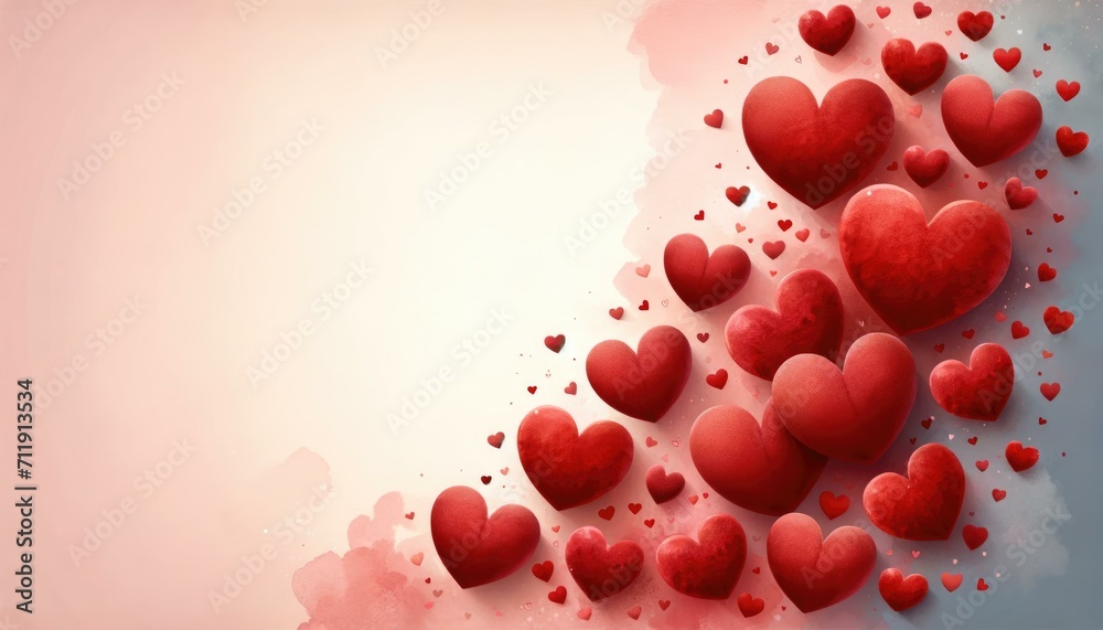 Romantic Red Hearts Background, Valentine's Day Concept
