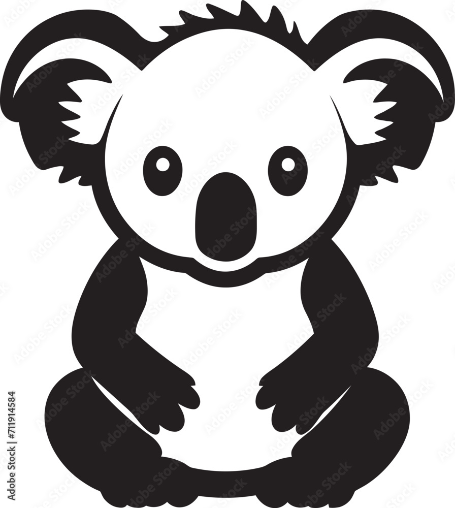 Obraz premium Eucalyptus Elegance Badge Koala Vector Design in Stylish Harmony 