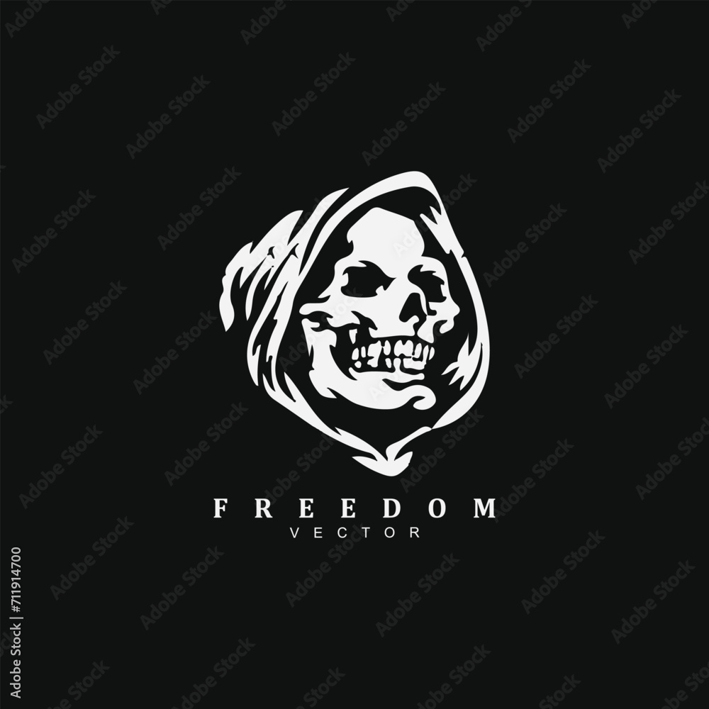Grim reaper the killer face logo design vector isolated on black background