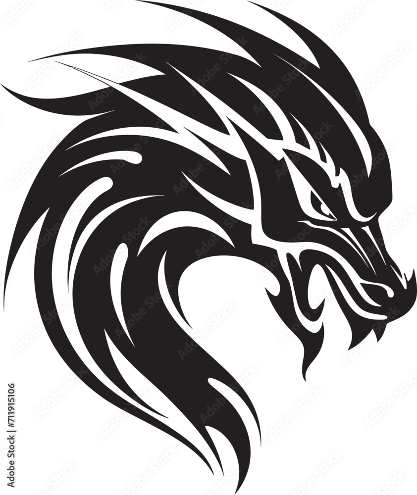 Spirited Serpent Crest Kuei Dragon Vector Icon for Mythical Power Spirited Serpent Crest Kuei Dragon Vector Icon for Mythical Power