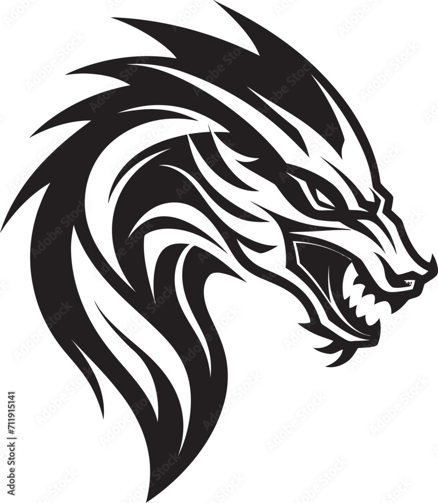 Spirited Serpent Crest Kuei Dragon Vector Icon for Mythical Power Spirited Serpent Crest Kuei Dragon Vector Icon for Mythical Power