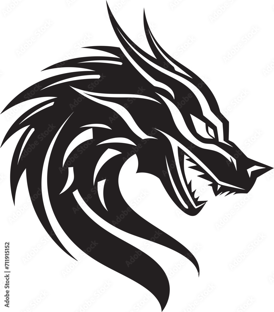 Obraz premium Harmonious Horns Crest Vector Logo for Kuei Dragon Harmony 