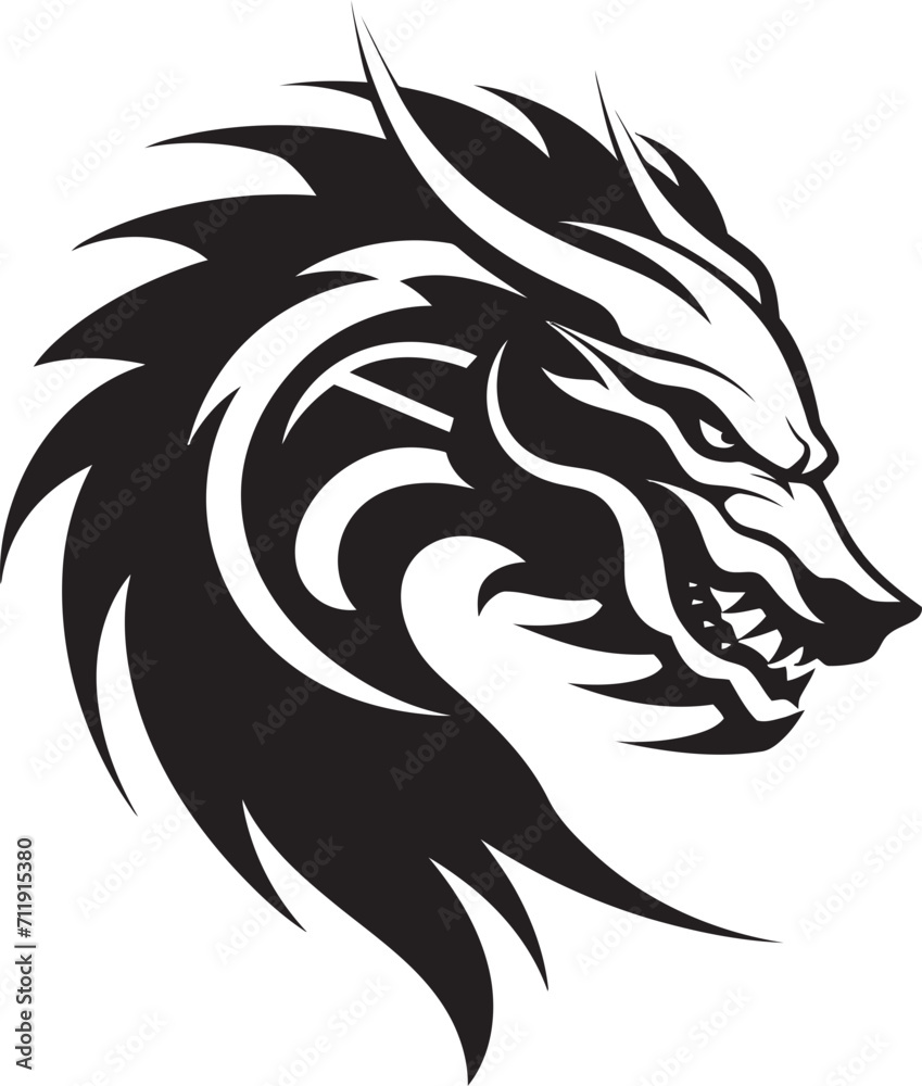 Mystical Kuei Dragon Insignia Vector Logo Design for Legendary Creature 