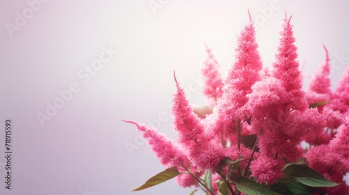 Bright pink amaranth blooms, on a light background, ideal for botanical illustrations. Usage in garden blogs, horticulture websites. With copy space photo