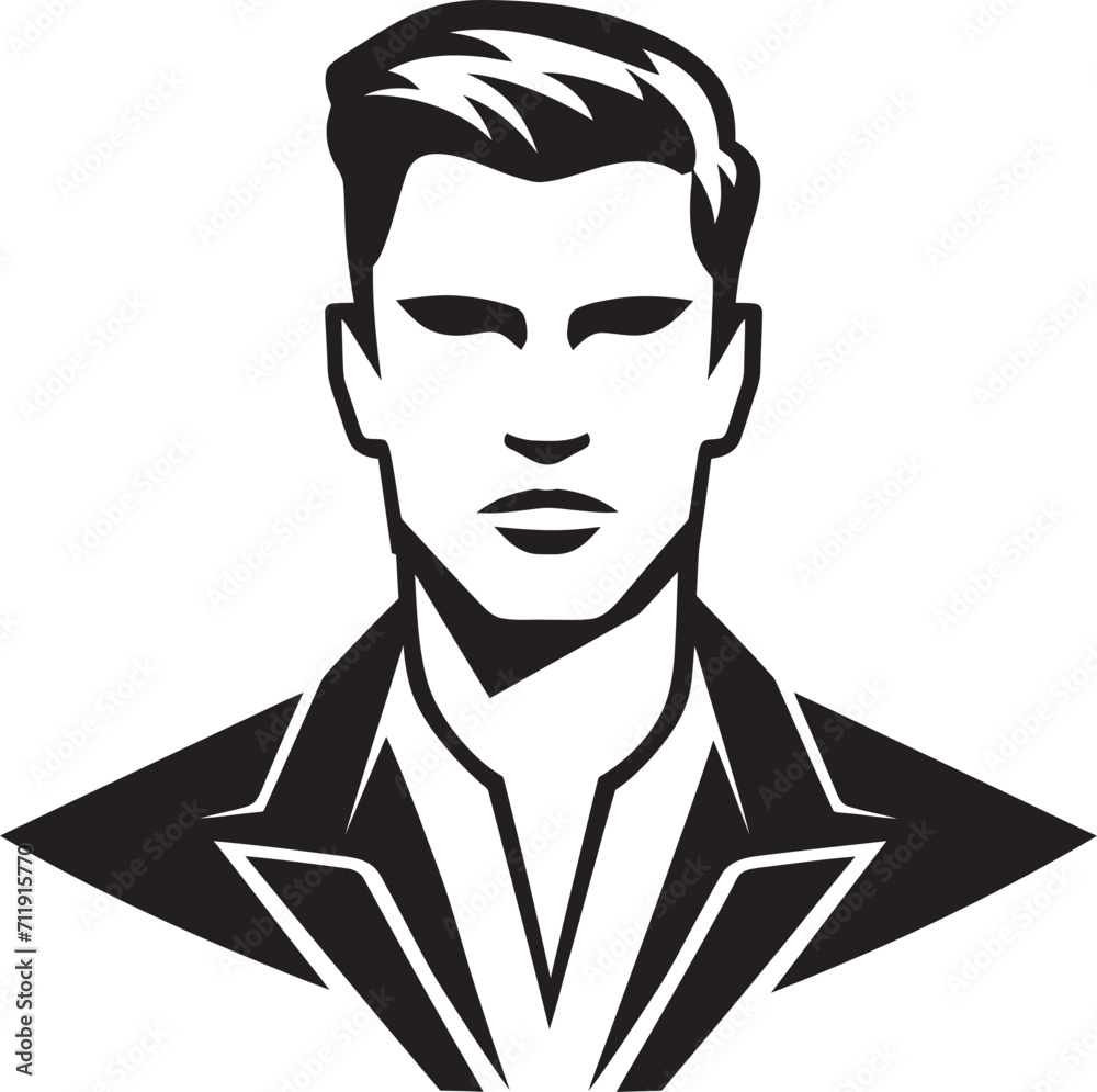 Rugged Resilience Crest Vector Design for Strong Male Face Logo 