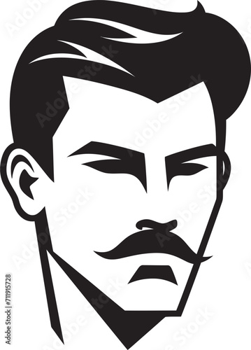 Genteel Gaze Crest Vector Logo for Elegant Male Face Illustration 