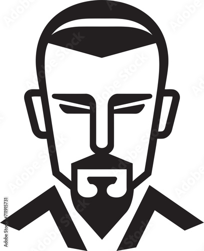 Chiseled Charm Crest Vector Design for Attractive Male Face Logo 