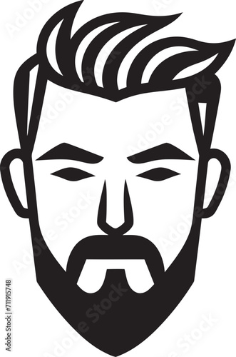 Genteel Gaze Insignia Vector Logo for Elegant Male Face Illustration 