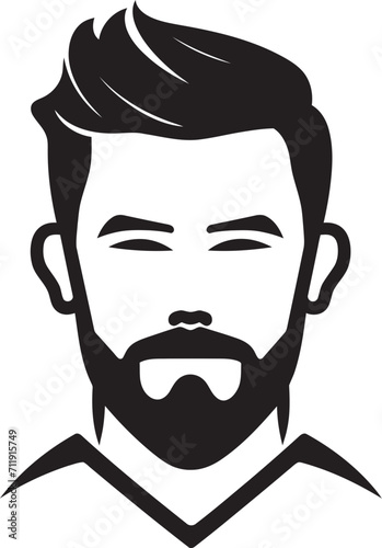 Genteel Gaze Crest Vector Logo for Elegant Male Face Illustration 