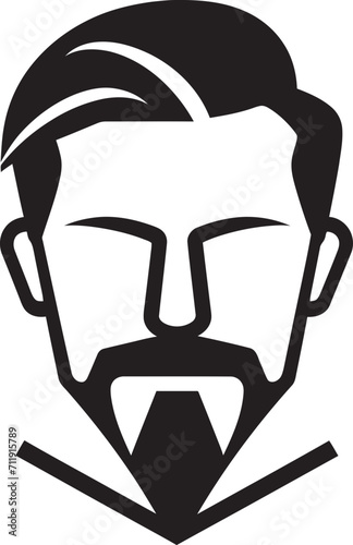 Genteel Gaze Badge Vector Logo for Elegant Male Face Illustration 