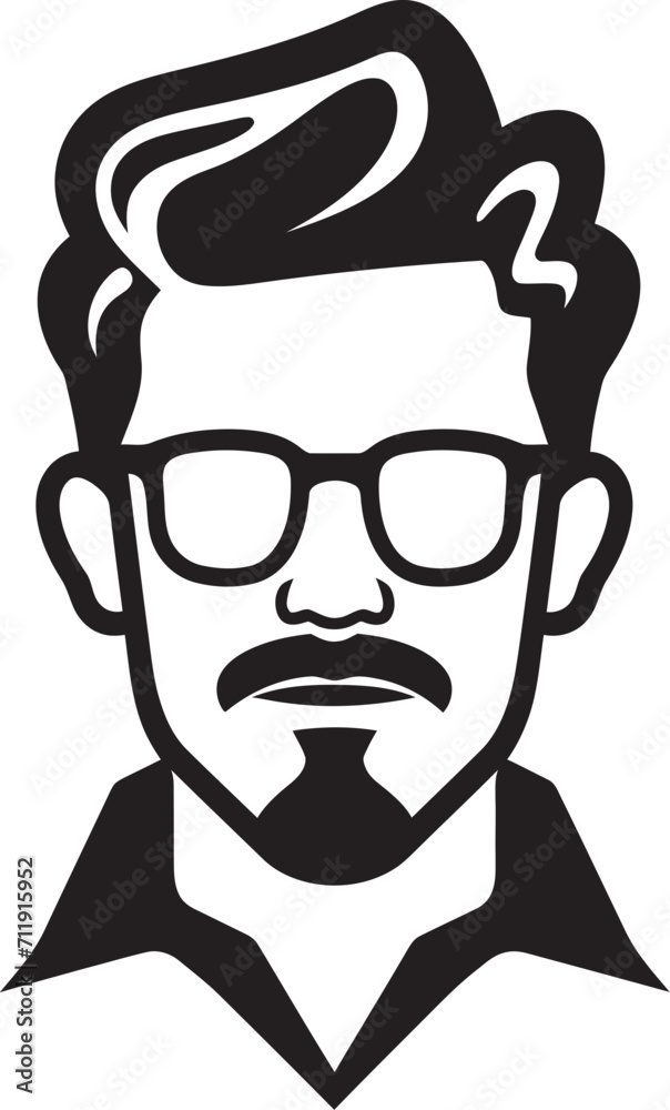 Bold Gaze Crest Confident Male Face Vector Icon for Striking Presence Bold Gaze Crest Confident Male Face Vector Icon for Striking Presence
