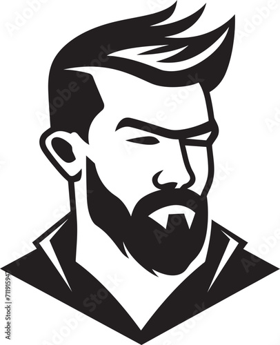 Genteel Gaze Insignia Elegant Male Face Icon with Refined Features 