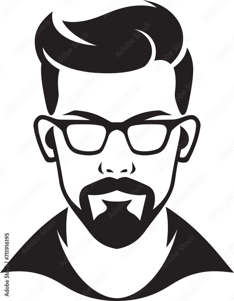 Striking Symmetry Badge Balanced Male Face Vector Icon for Harmonious Appeal Striking Symmetry Badge Balanced Male Face Vector Icon for Harmonious Appeal