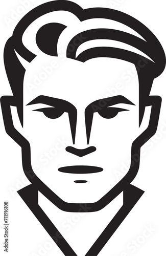 Genteel Gaze Insignia Vector Logo for Elegant Male Face Illustration 