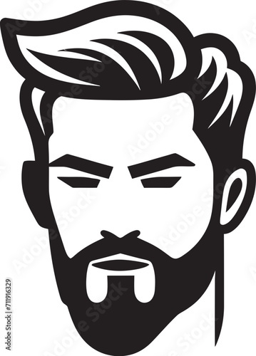 Genteel Gaze Badge Vector Logo for Elegant Male Face Illustration 