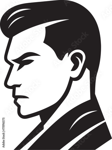 Genteel Gaze Crest Vector Logo for Elegant Male Face Illustration 