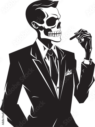 Classic Cohiba Crest Smoking Gentleman Skeleton Vector Logo for Timeless Charm 