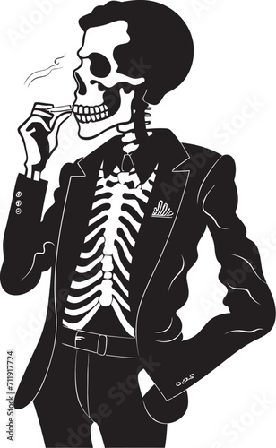 Classic Cohiba Crest Smoking Gentleman Skeleton Vector Logo for Timeless Charm 