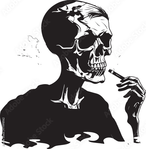 Classic Cohiba Crest Smoking Gentleman Skeleton Vector Logo for Timeless Charm 