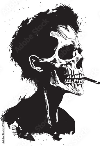 Smoky Swagger Insignia Vector Design for Gentleman Skeleton Icon with Style 