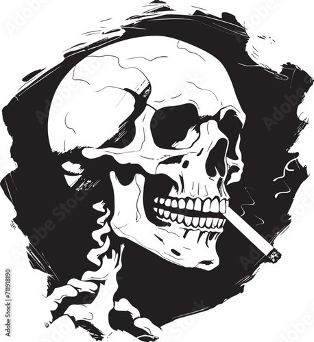 Cigar Connoisseur Crest Vector Design for Smoking Skeleton Icon with Sophistication 
