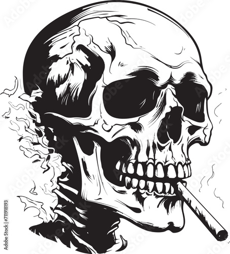 Smoky Swagger Insignia Vector Design for Gentleman Skeleton Icon with Style 