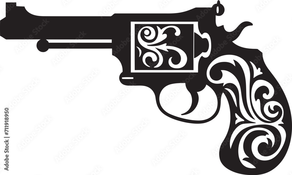 Urban Arsenal Badge Contemporary Revolver Vector for Trendy Branding 